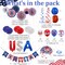 59 Pieces of July 4th Decoration Independence Day Patriotic Decoration Set - Fourth of July Red White Blue Paper American Flag Fans Star Ribbon Commemorative Veterans Labor Presidential Flag Day